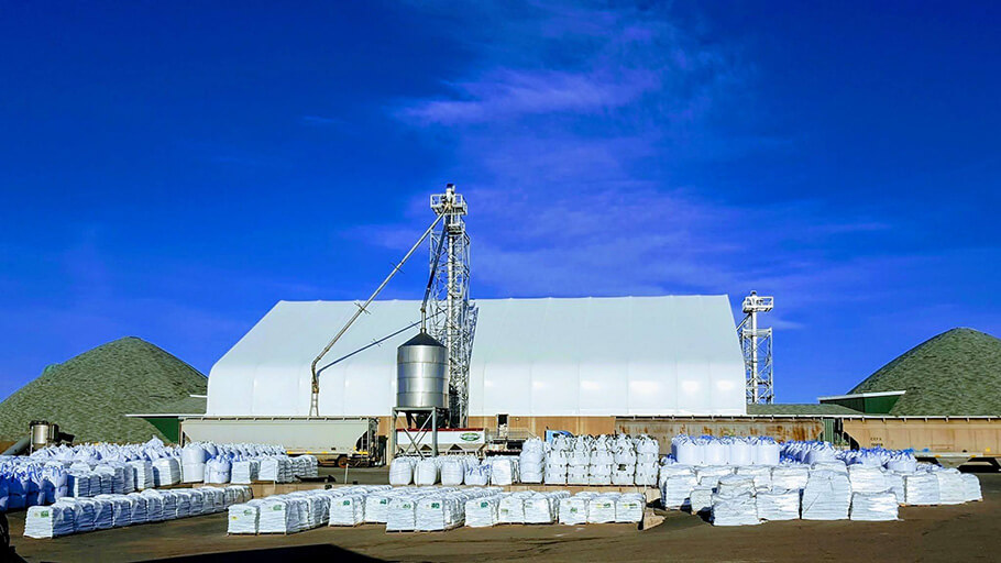 Truro Agromart facilities with blue skies in the background