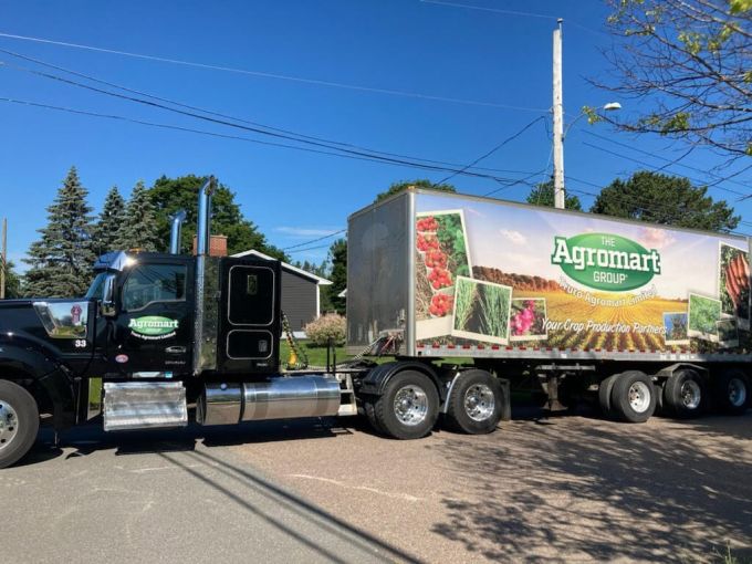 Truro Agromart Ltd. delivery truck with blue skies in the background